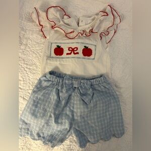 Smocked back to school two piece set